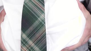 Brunette blowjobs a mature hunk hard and fast in uniform
