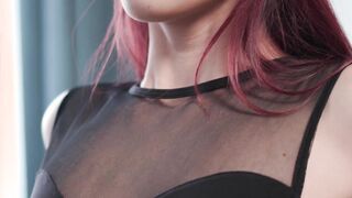 Busty redhead Paula S blindfolded for passionate fucking