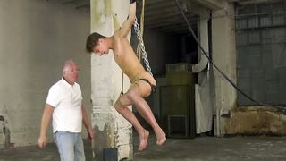 Rough handjob and bondage with cute twink and kinky daddy
