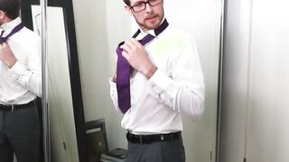 Stepdad with glasses makes his stepson bend over for him