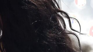 Teen brunette beauty slow motion outdoor pussy teasing