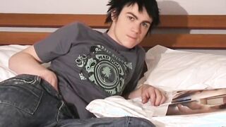 Gentle twink being rough to his big hard cock