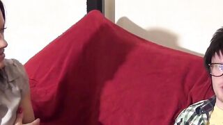 Lusty mature is tricked into showing her cock sucking skills