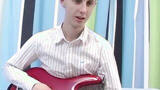 Dainty youthful twink Jacob Rex wanks off after interview