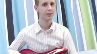 Dainty youthful twink Jacob Rex wanks off after interview