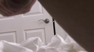 Cute bearded stud wakes up with morning wood and masturbates
