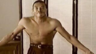 Kinky retro black stallion masturbates his rock hard cock