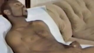 Cute black stallion teases his rock hard cock while moaning