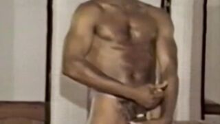 Cute black stallion teases his rock hard cock while moaning