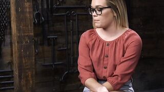 Flexible slave in bondage vibrated and caned