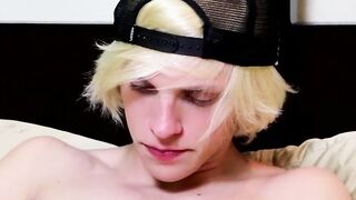 Kayden Alexander a horny blonde jacks his heavy rod