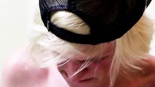 Kayden Alexander a horny blonde jacks his heavy rod