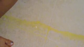 Young Japanese beauty records herself pissing