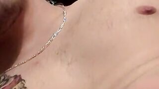 Tattooed chainsmoker teen stroke his hard huge cock
