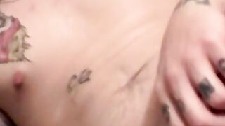 Tattooed chainsmoker teen stroke his hard huge cock