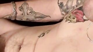 Tattooed chainsmoker teen stroke his hard huge cock