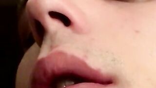 Tattooed chainsmoker teen stroke his hard huge cock