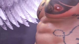 Inked bubble butt shemale sucks big cock before a hot fuck