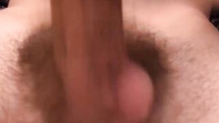 Gay nerd licking his balls and jerking his wood hard dick