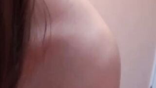 Japanese amateur riding big cock and pissing in bathroom