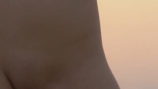 Serena J who is stunning teases the public outside with her shaved pussy