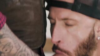 Horny Jock Travis gives blowjob to beef colleague Ryan Bones