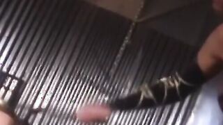 Beautiful blonde lesbian succumbs to reprimands and rubbing of her buttocks