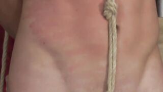 Bondaged twink enjoys in some good old blowjob and handjob