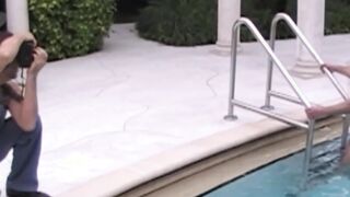Horny daddies poolside barebacking until spilling cumshot