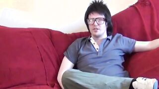 Foxy English redhead tricked into stripping and a blowjob