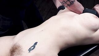 Huge natural tits redhead suffers in bondage