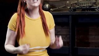 Huge natural tits redhead suffers in bondage