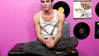 Christian Collins a young gay man cums severely after stroking a cock