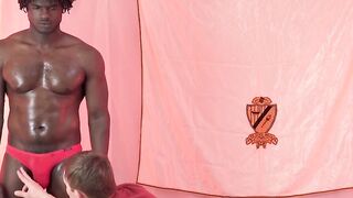 After slobbering on a large black cock twinkled fiercely without any clothes