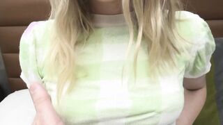 This adorable 18 yr old sucks her first cock on camera