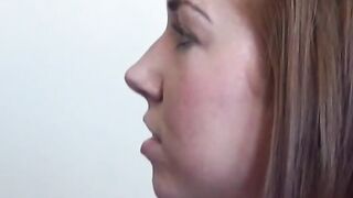 Stunning UK beauty receives cum in mouth after blowjob