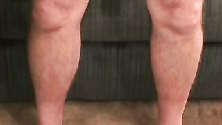 Bearded mature bear plays with his fat shaft and shoots cum
