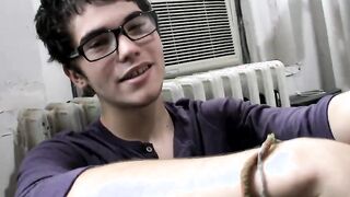 Straight twink masturbating after talking about himself