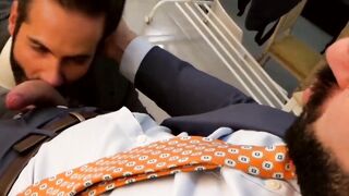 Hunk in formal attire rimmed and screwed from behind