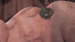 Mel Lance a hot teen jerks off during a steamy dildo anal play