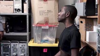 Thieving ebony twink punished with rawpounding and facials