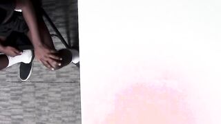 Thieving ebony twink punished with rawpounding and facials
