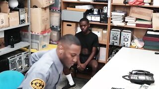 Thieving ebony twink punished with rawpounding and facials