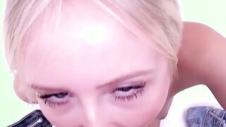 Petite girl gets cock pushed in her mouth