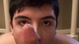 Young amateur is sucking small cock in POV for cum in mouth