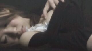 Pretty Japanese babe climaxes while playing with herself