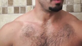 Following a nice shower raw fucking with two large and bulky hunks