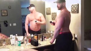 Following a nice shower raw fucking with two large and bulky hunks