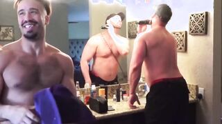 Following a nice shower raw fucking with two large and bulky hunks