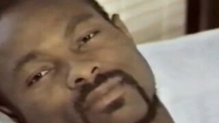 He jerks off his rockhard dick a hot black man with an afro haircut